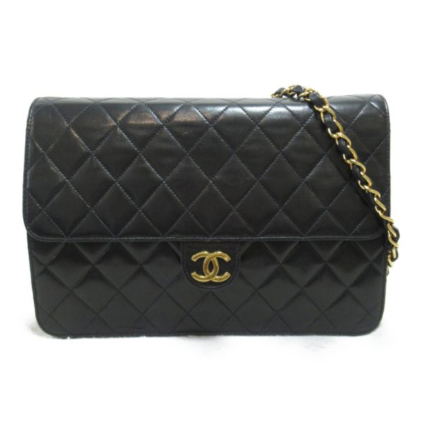 2101217981323 2 Chanel Matelasse Push Lock Chain Shoulder Bag Lambskin Black