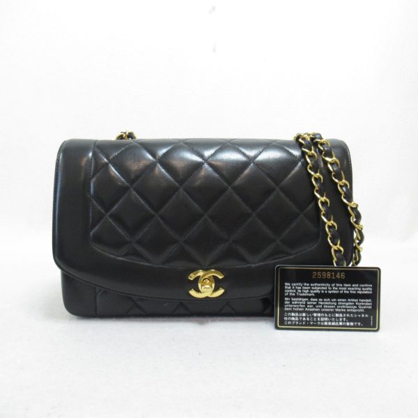 2101217983938 2 Chanel Matelasse Diana Chain Shoulder Bag Lambskin Black