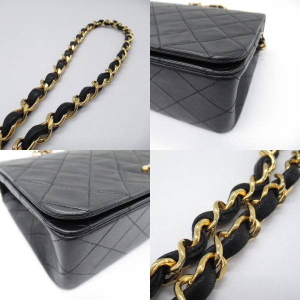 2101217983952 10c Chanel Matelasse Single Flap Chain Shoulder Bag Lambskin Black