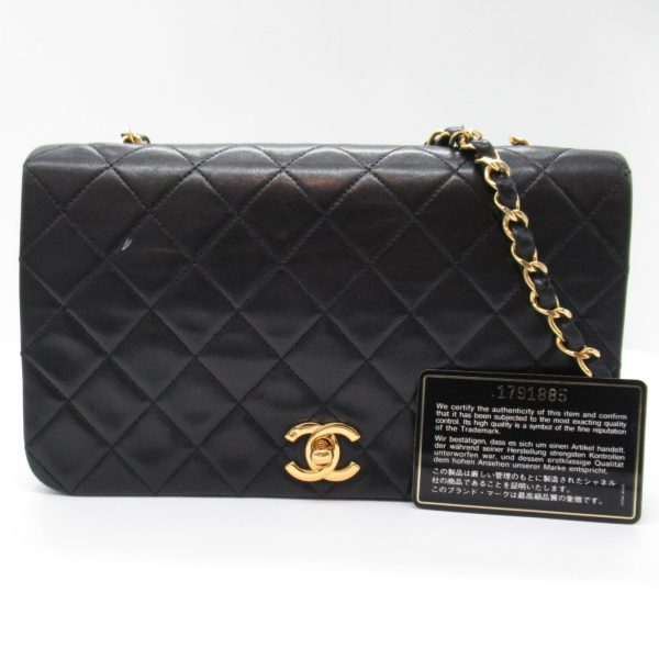 2101217983952 3 Chanel Matelasse Single Flap Chain Shoulder Bag Lambskin Black