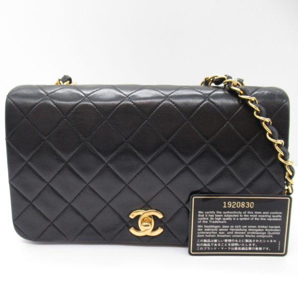 2101217983976 3 Chanel Mini Matelasse Single Flap Chain Shoulder Bag Lambskin Black