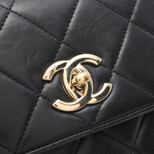 2101217984508 7 Chanel Top Handle Flap Shoulder Bag Lambskin Black