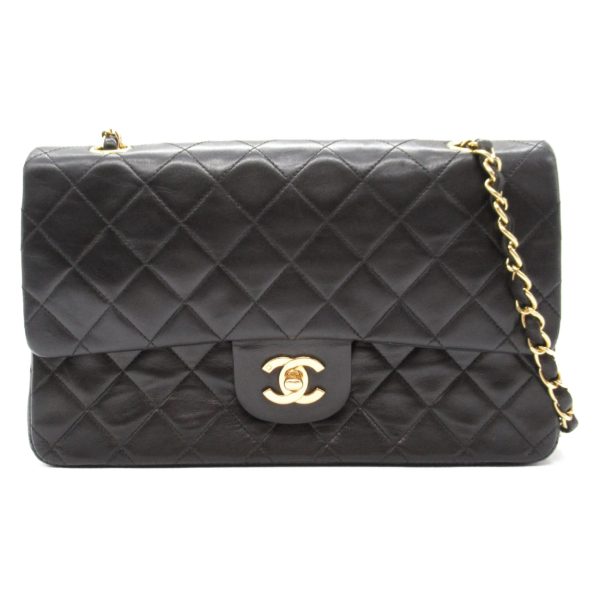 2101217984560 1 Chanel Matelasse Double Flap Chain Shoulder Bag Lambskin Black