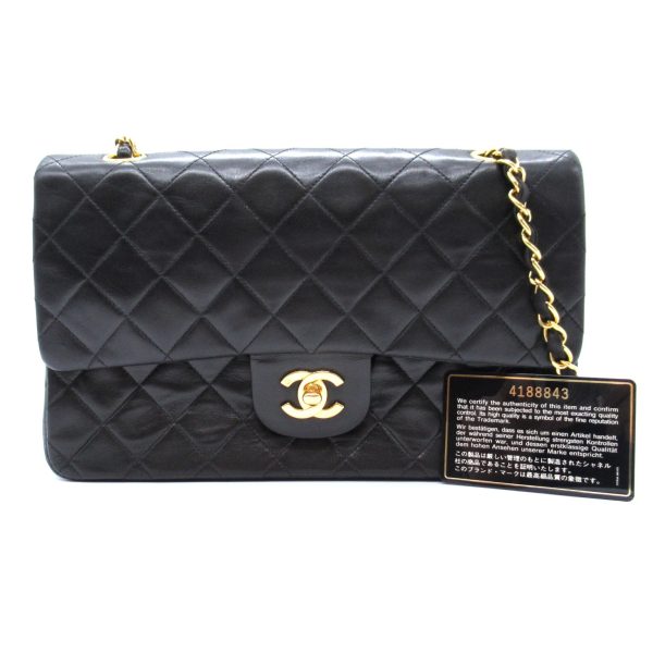 2101217984560 6 Chanel Matelasse Double Flap Chain Shoulder Bag Lambskin Black