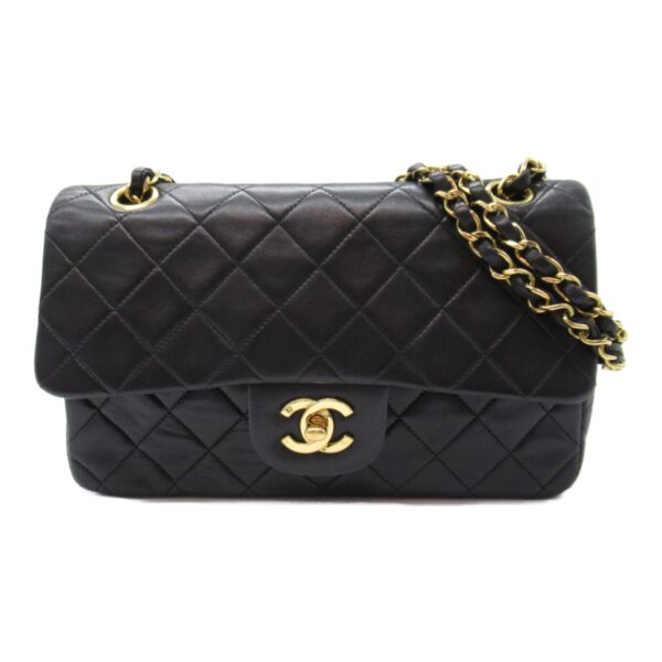 2101217984584 4 Chanel Matelasse Double Flap Lambskin Chain Shoulder Bag Black