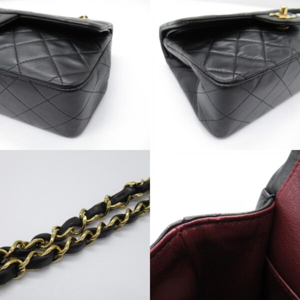 2101217984584 8c Chanel Matelasse Double Flap Lambskin Chain Shoulder Bag Black