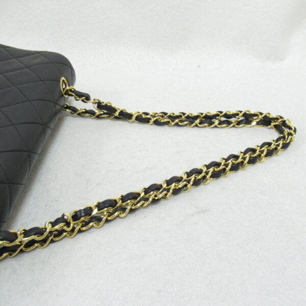 2101217984607 8 Chanel Matelasse Double Flap Lambskin Chain Shoulder Bag Black