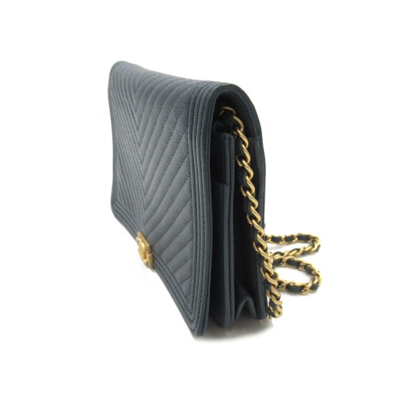 2101217990745 3 Chanel V Stitch Chain Wallet Shoulder Bag Black