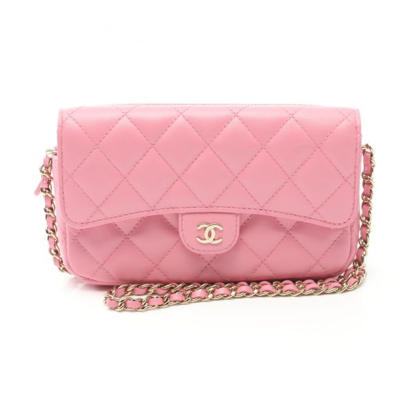 2101217990844 1 Chanel Matelasse Chain Phone Case Wallet Bag Pink