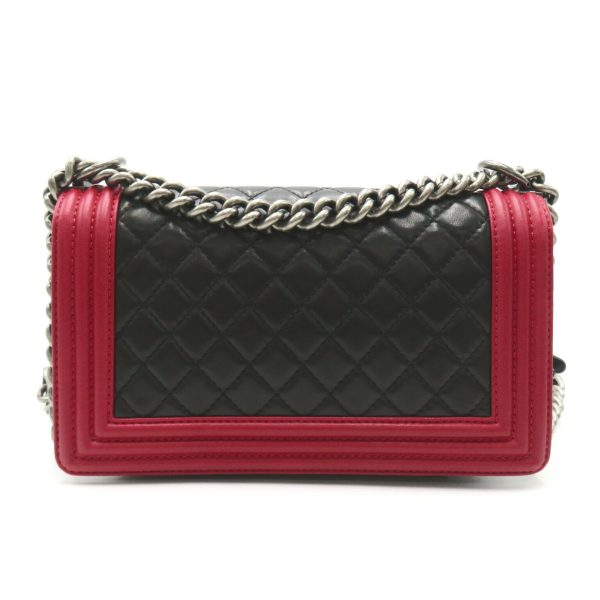 2101217991094 2 Chanel Boy Chain Shoulder Bag Lambskin Black Red