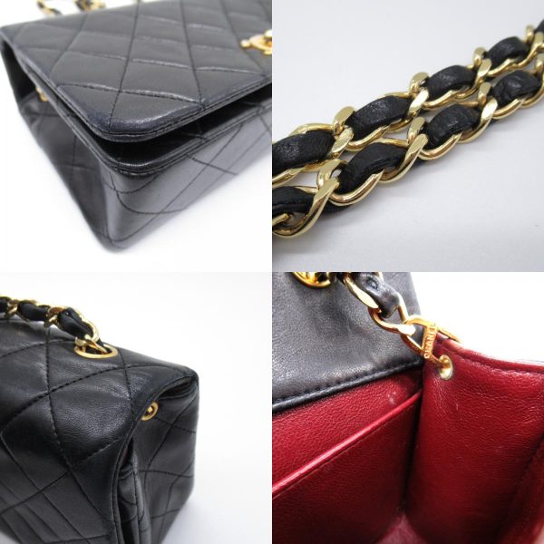 2101217999663 10c Chanel Mini Matelasse Single Flap Chain Shoulder Bag Lambskin Black