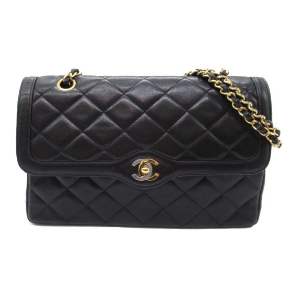 2101218004885 4 Chanel Paris Matelasse Chain Shoulder Bag Lambskin Black