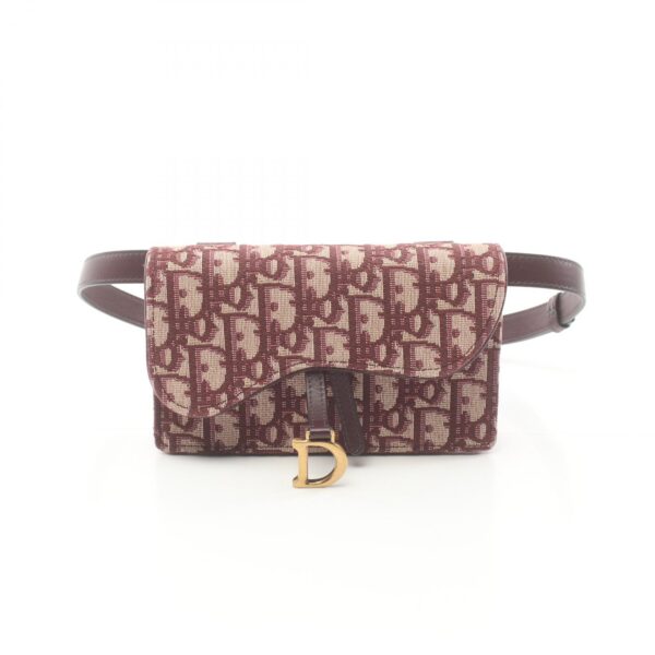 2101218009781 1 Dior Saddle Oblique Jacquard Waist Bag BordeauBeige