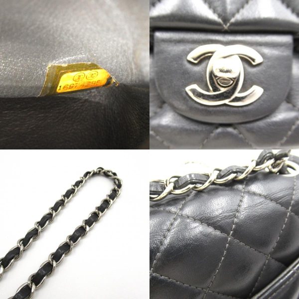 2101218018622 9c Chanel Mini Matelasse Chain Shoulder Bag Lambskin Black