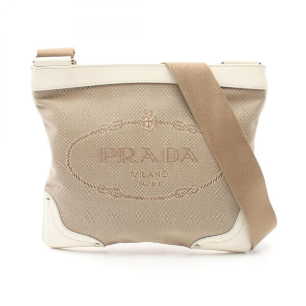 2101218033816 1 Prada Jacquard Shoulder Bag Beige White