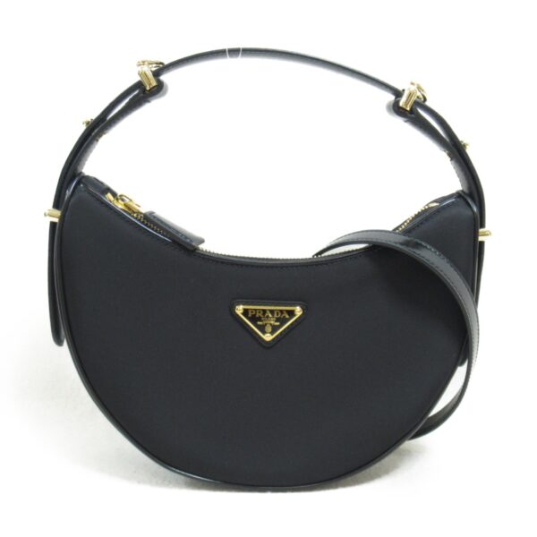 2101218039603 2 Prada Arke Nylon Shoulder Bag Black