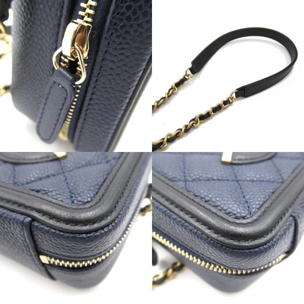 2101218041996 10c Chanel Chain Shoulder Bag Caviar Skin Blue