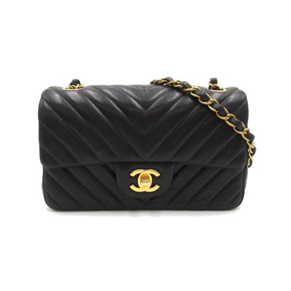 2101218042689 1 Chanel Mini Matelasse V Stitch Chain Shoulder Bag Lambskin Black