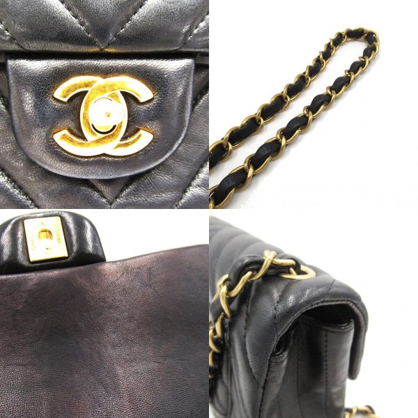 2101218042689 9c Chanel Mini Matelasse V Stitch Chain Shoulder Bag Lambskin Black