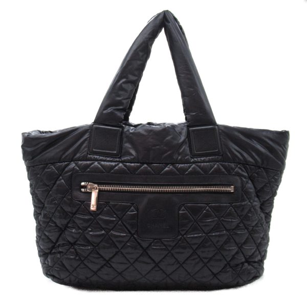 2101218057973 3 Chanel Coco Cocoon Tote MM Tote Bag Nylon Black