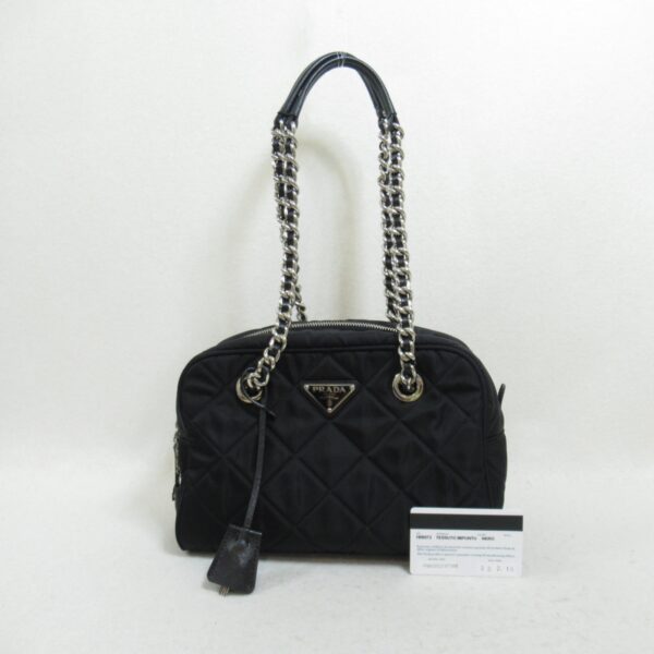 2101218058673 2 Prada Chain Nylon Shoulder Bag Black