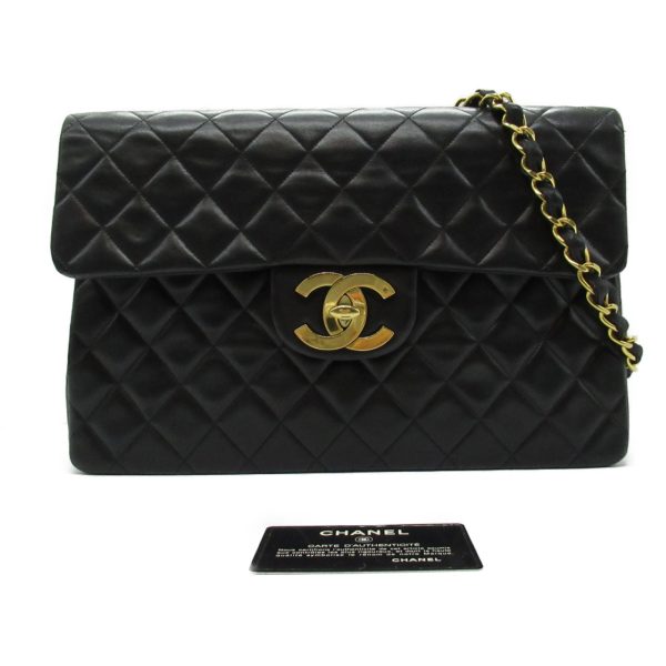 2101218066272 5 Chanel Big Matelasse Chain Shoulder Bag Lambskin Black