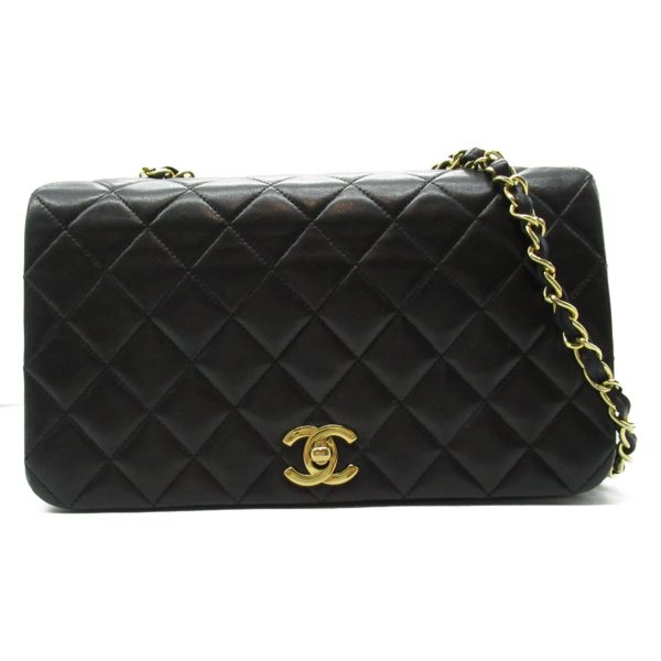 2101218066340 1 Chanel Matelasse Single Flap Chain Shoulder Bag Lambskin Black