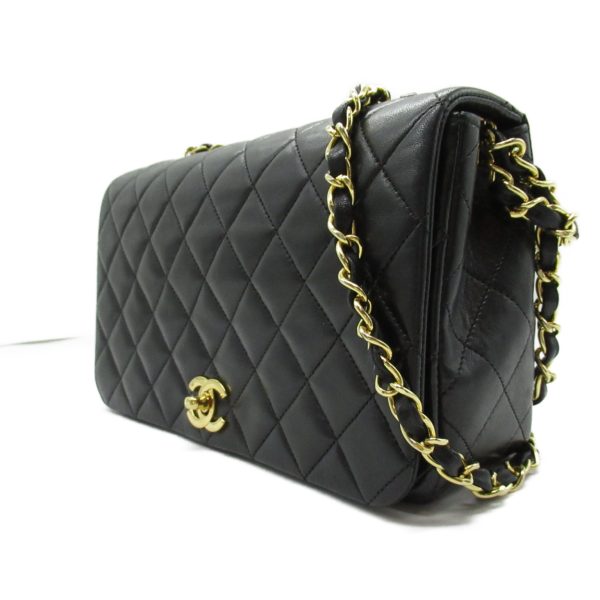 2101218066340 3 Chanel Matelasse Single Flap Chain Shoulder Bag Lambskin Black