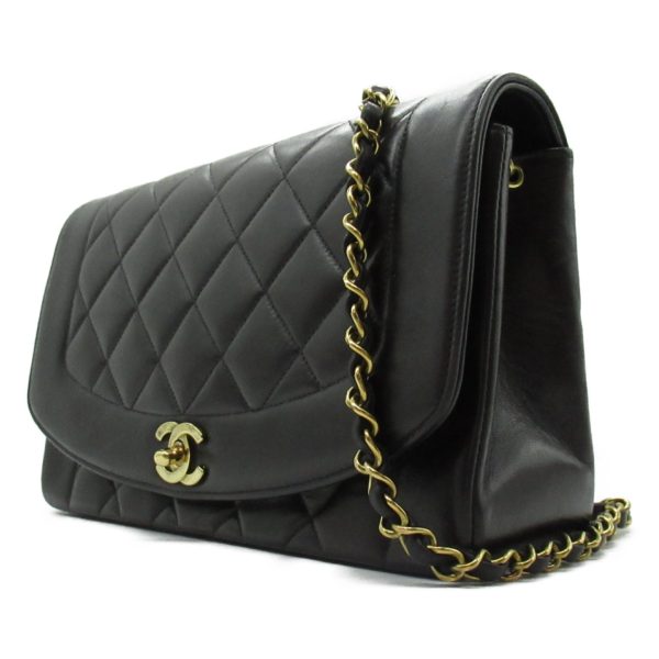 2101218066463 3 Chanel Matelasse Diana Chain Shoulder Bag Lambskin Black