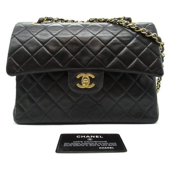 2101218066616 5 Chanel Matelasse Double Flap Chain Shoulder Bag Lambskin Black