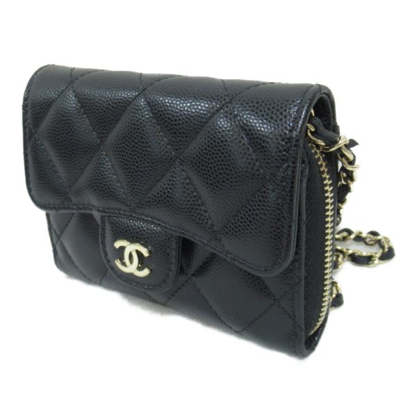 2101218068702 4 Chanel Matelasse Chain Shoulder Bag Caviar Skin Black