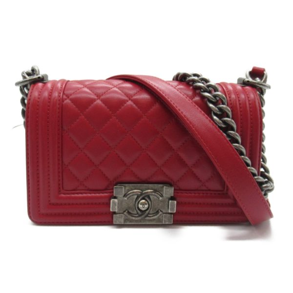 2101218070354 3 Chanel Boy Chanel Chain Shoulder Bag Lambskin Red