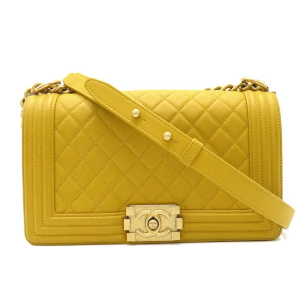 2101218085570 1 Chanel Boy Chain Shoulder Bag Yellow