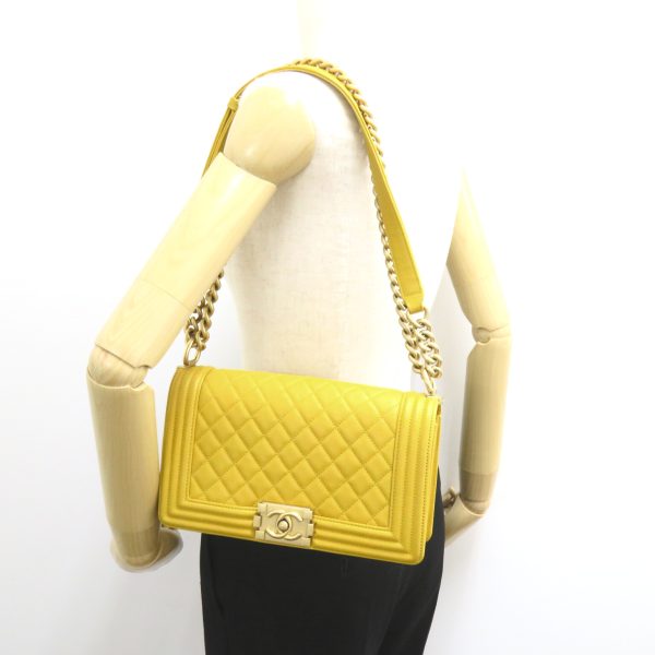 2101218085570 5 Chanel Boy Chain Shoulder Bag Yellow