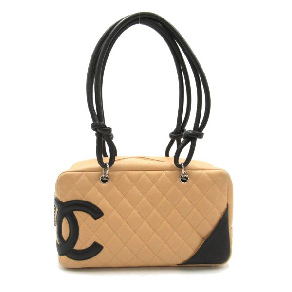 2101218085631 1 Chanel Cambon Line Bowling Bag Beige Black