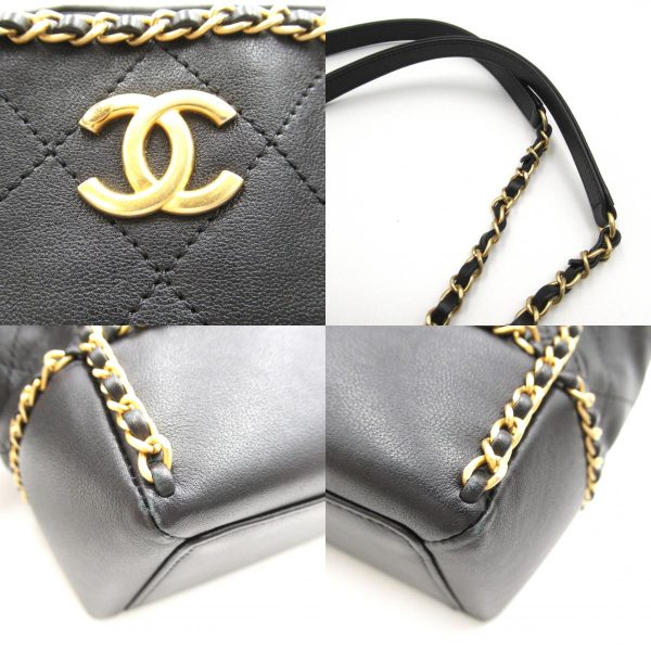 2101218092523 9c Chanel Chain Tote Bag Black