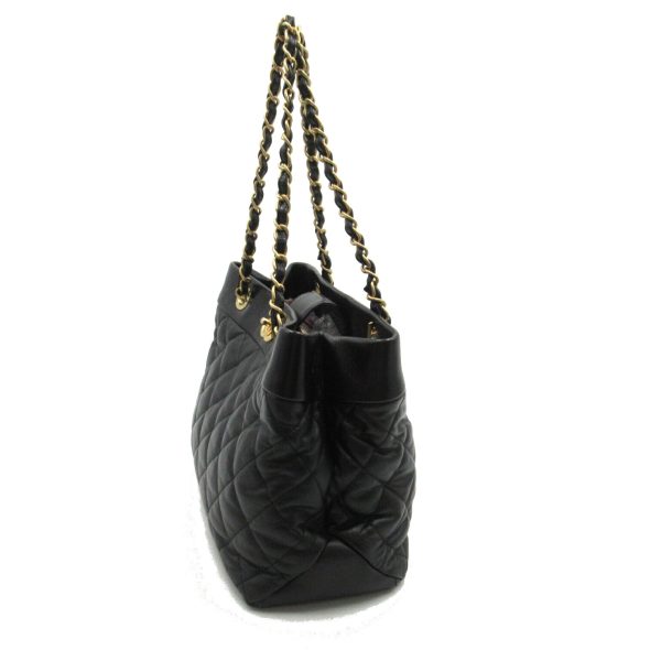 2101218092721 3 Chanel Chain Tote Bag Lambskin Black