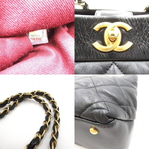 2101218092721 9c Chanel Chain Tote Bag Lambskin Black