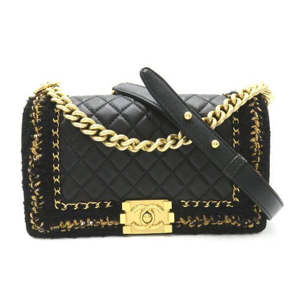 2101218100945 1 Chanel Boy Chain Shoulder Bag Lambskin Black