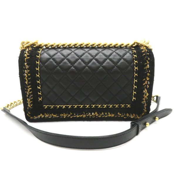 2101218100945 2 Chanel Boy Chain Shoulder Bag Lambskin Black