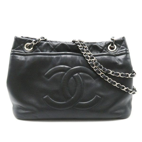 2101218100990 1 Chanel Chain Tote Shoulder Bag Caviar Skin Black