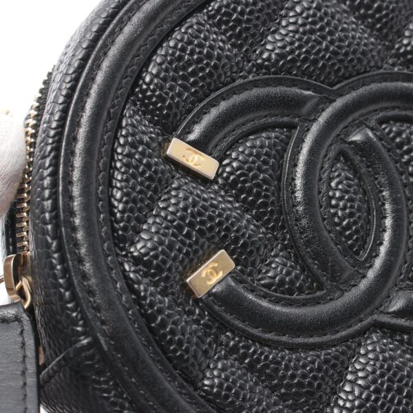 2101218105032 6 Chanel CC Filigree Caviar Skin Shoulder Bag Black