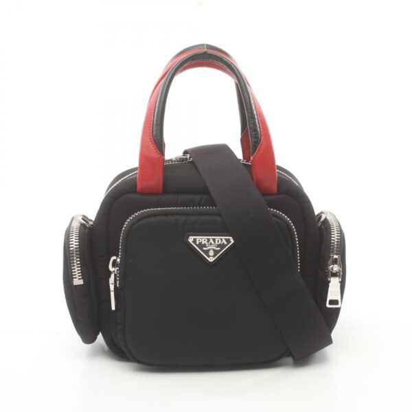 2101218141603 1 Prada Tessuto Pocket Nylon Handbag Black Red