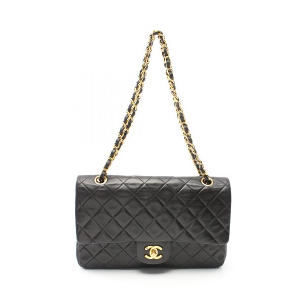 2101218141825 1 Chanel Matelasse W Flap Shoulder Bag Black