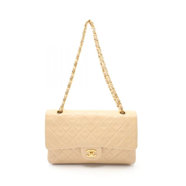 2101218141993 1 Chanel Matelasse W Flap Shoulder Bag Beige