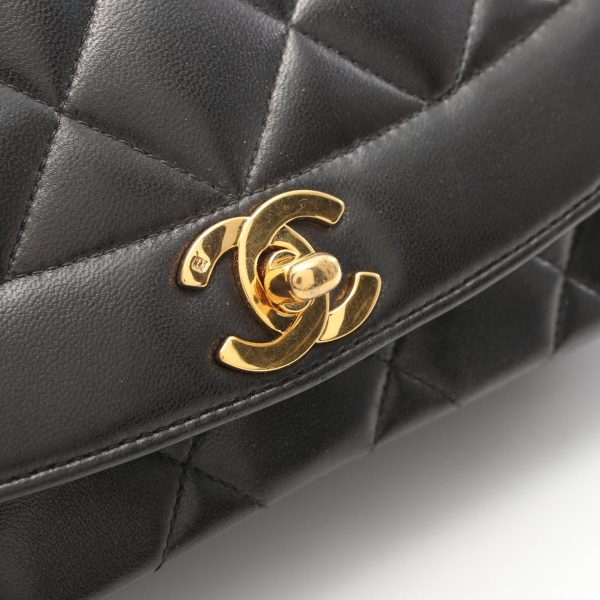 2101218143812 7 Chanel Matelasse Diana Flap Shoulder Bag Black