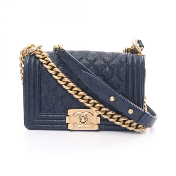 2101218156553 1 Chanel Boy Shoulder Bag Caviar Skin Blue