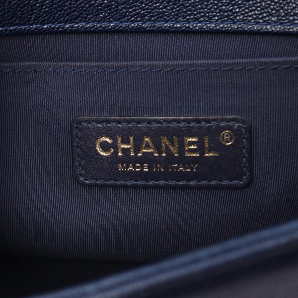 2101218156553 4 Chanel Boy Shoulder Bag Caviar Skin Blue