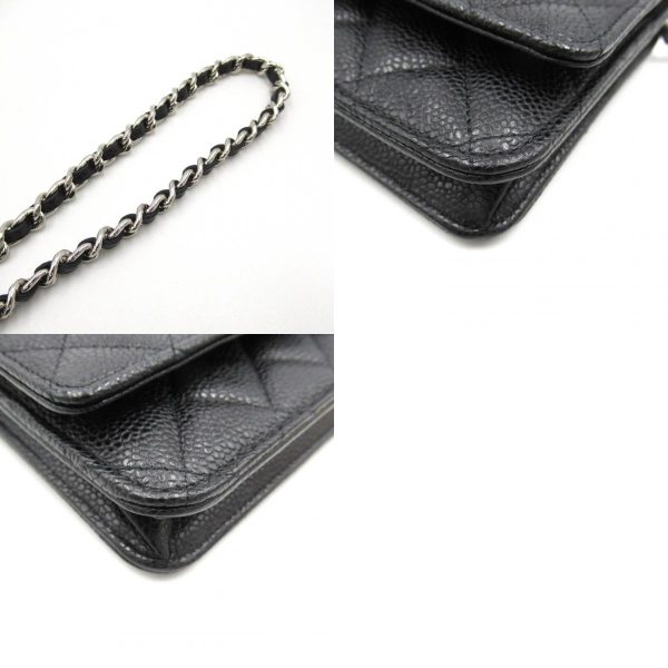 2101218167672 12c Chanel Matelasse Chain Wallet Shoulder Bag Black