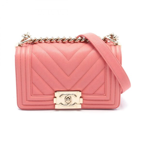 2101218178272 1 Chanel Boy V Stitch Shoulder Bag Caviar Skin Pink